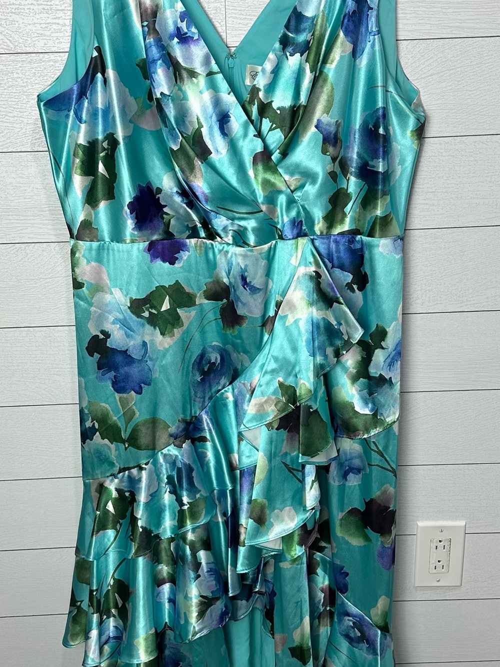NWT Eliza J Teal Multi Ruffled Dress Size 20W - Picture 7 of 16